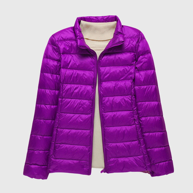 Effortless Quilted Puffer Jacket for Women with Hooded Long Sleeve Zip Front Lightweight Style