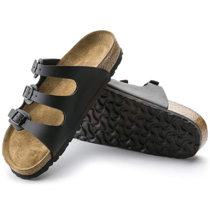 Comfortable Sandals for Women with Triple Buckle Strap Cork Footbed Flat Slide Style