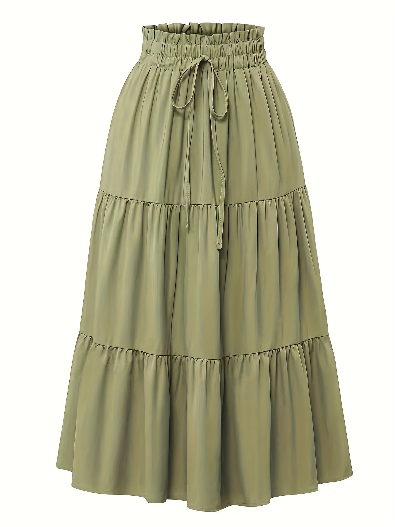 Effortless Tiered Maxi Skirt for Women with Paperbag Waist Drawstring Tie Flowing Boho Style