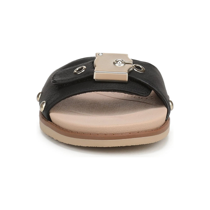 Comfortable Flat Sandals for Women with Woven Twist Strap Studded Cork Sole Slide Style