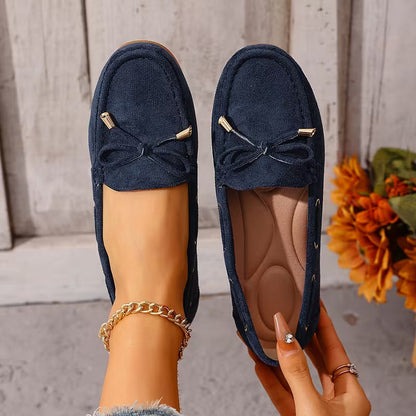 Comfortable Loafers for Women with Bow Detail Studded Trim Slip On Flat Style