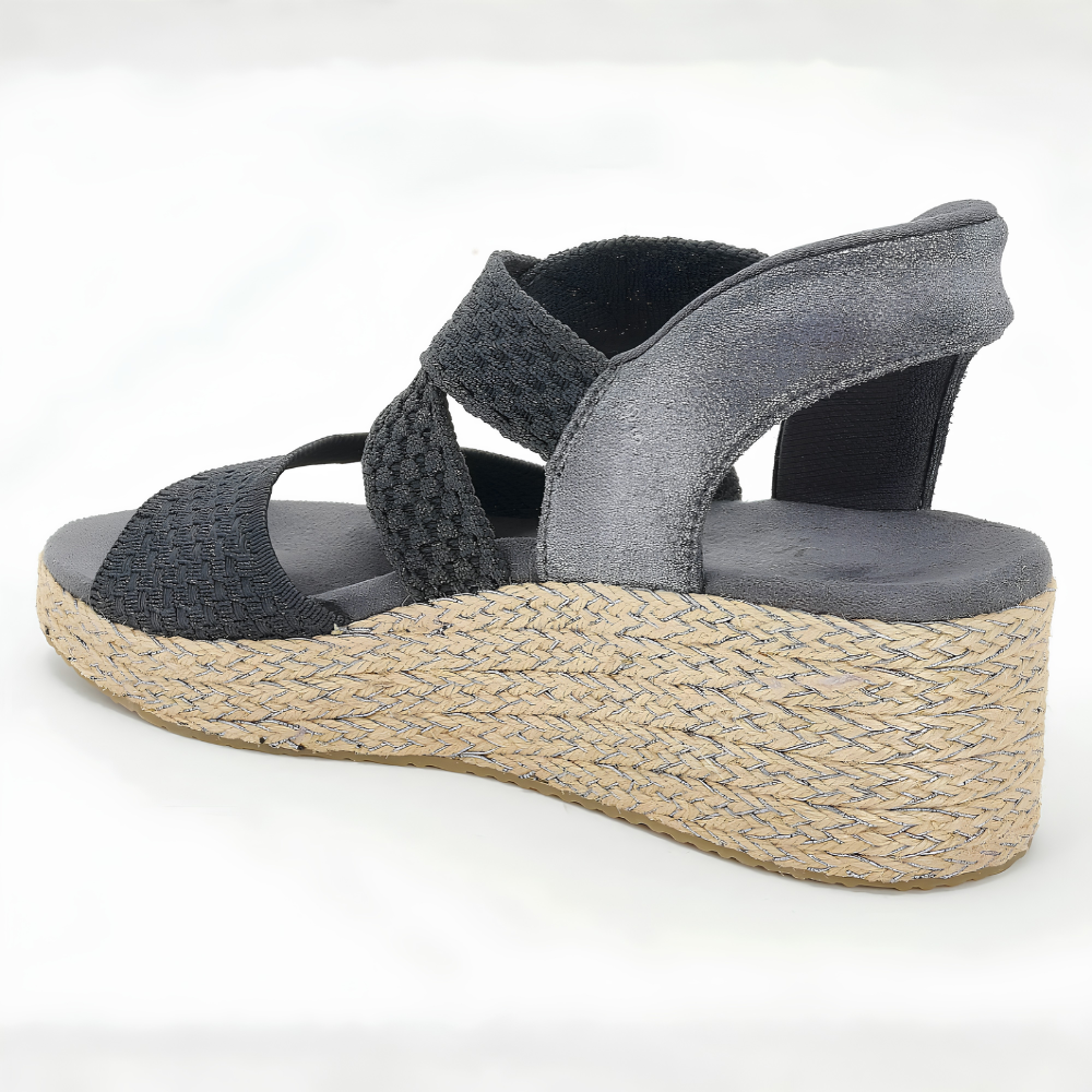 Comfortable Espadrille Wedge Sandals for Women with Elastic Strap Open Toe Platform Style