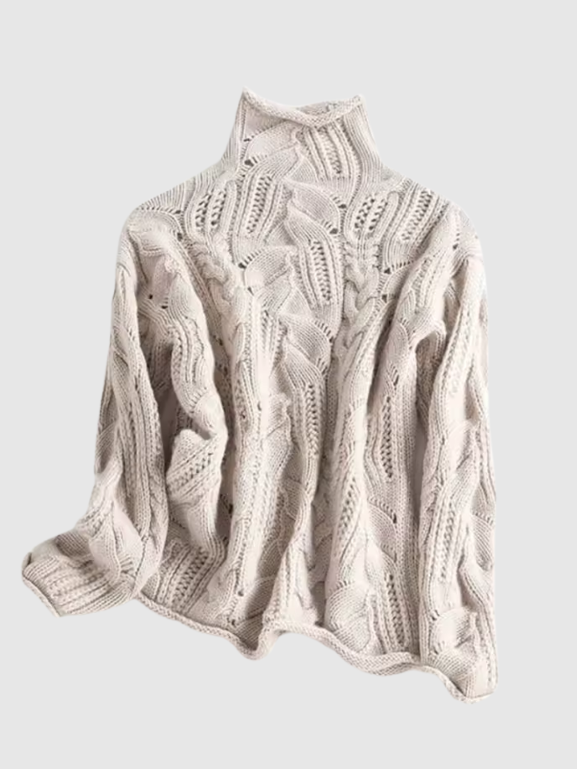 Comfortable Cable Knit Sweater for Women with Mock Neck Long Sleeve Relaxed Oversized Casual Style