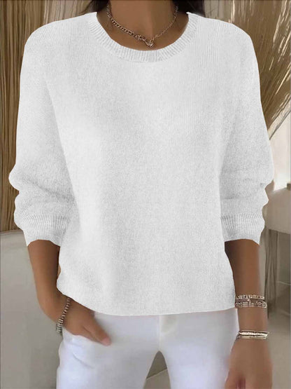 Comfortable Knit Sweater for Women with Round Neck Long Sleeve Relaxed Oversized Style