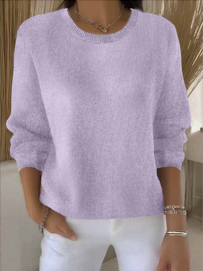 Comfortable Knit Sweater for Women with Round Neck Long Sleeve Relaxed Oversized Style