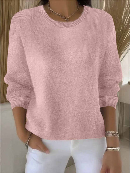 Comfortable Knit Sweater for Women with Round Neck Long Sleeve Relaxed Oversized Style
