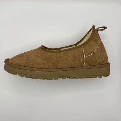 Comfortable Slippers for Women with Faux Shearling Collar Suede Look Low Cut Pull On Style