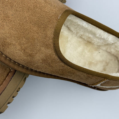 Comfortable Slippers for Women with Faux Shearling Collar Suede Look Low Cut Pull On Style