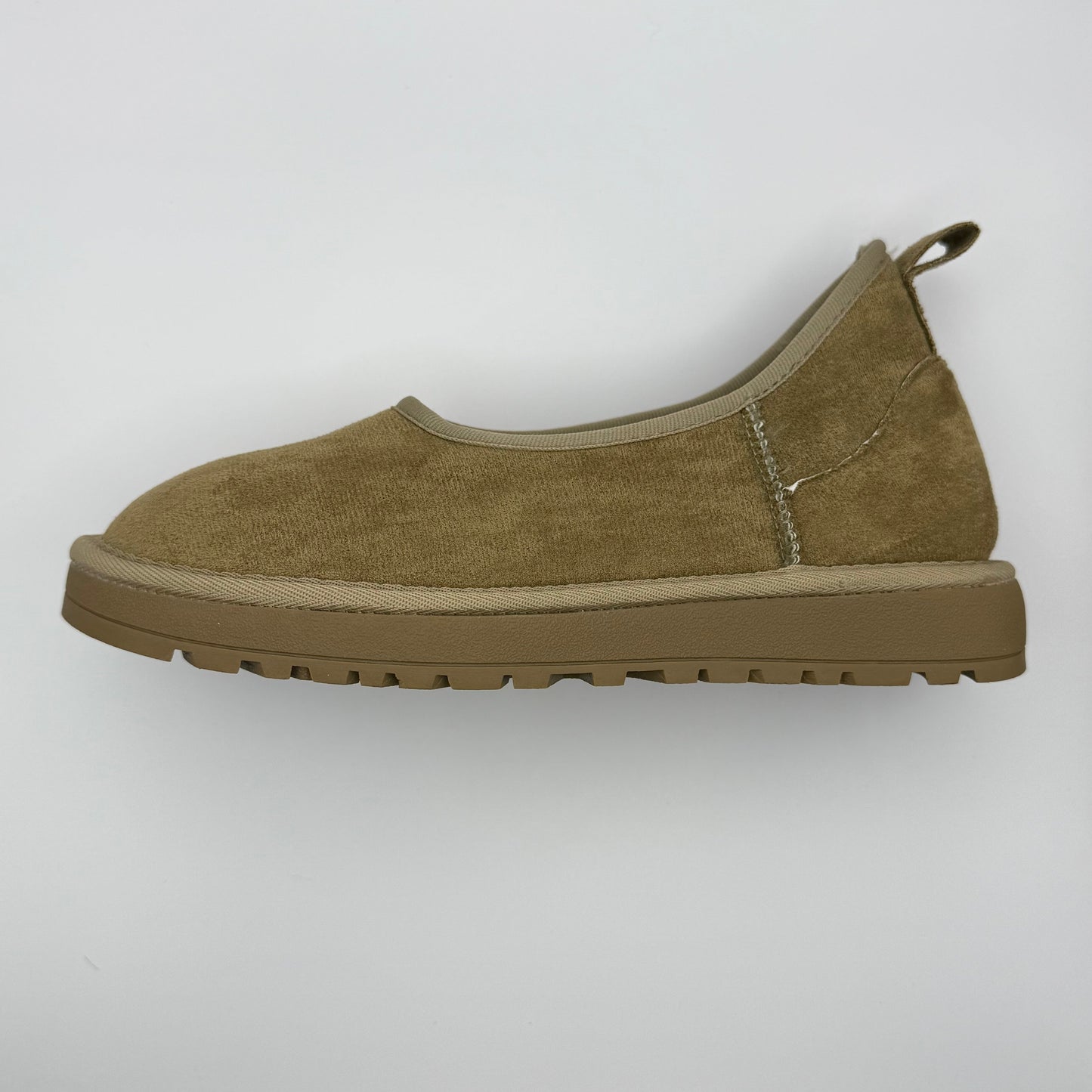 Comfortable Slippers for Women with Faux Shearling Collar Suede Look Low Cut Pull On Style