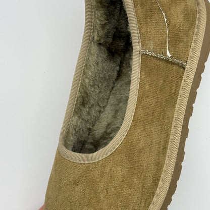 Comfortable Slippers for Women with Faux Shearling Collar Suede Look Low Cut Pull On Style
