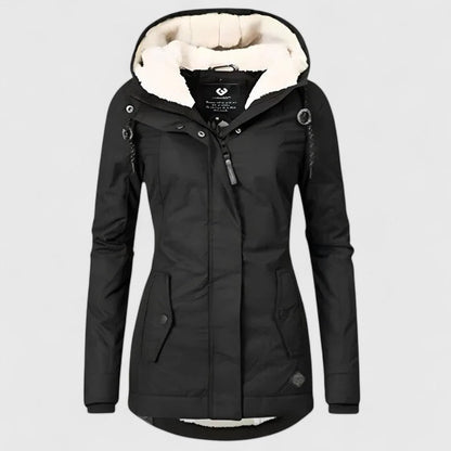 Comfortable Sherpa Lined Parka Jacket for Women with Hooded Long Sleeve Zip Front Winter Style
