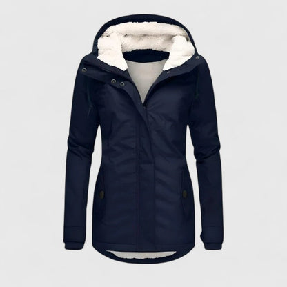 Comfortable Sherpa Lined Parka Jacket for Women with Hooded Long Sleeve Zip Front Winter Style