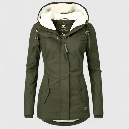 Comfortable Sherpa Lined Parka Jacket for Women with Hooded Long Sleeve Zip Front Winter Style