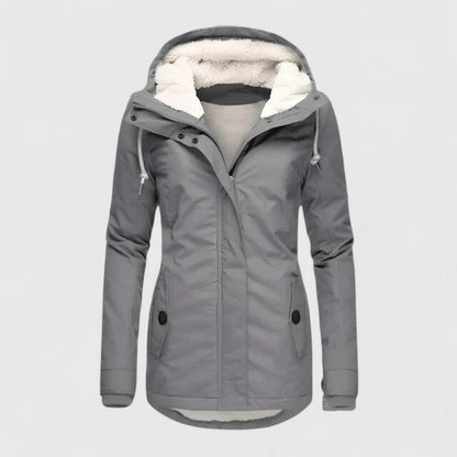 Effortless Sherpa Lined Parka Jacket for Women with Hooded Long Sleeve Zip Front Winter Style