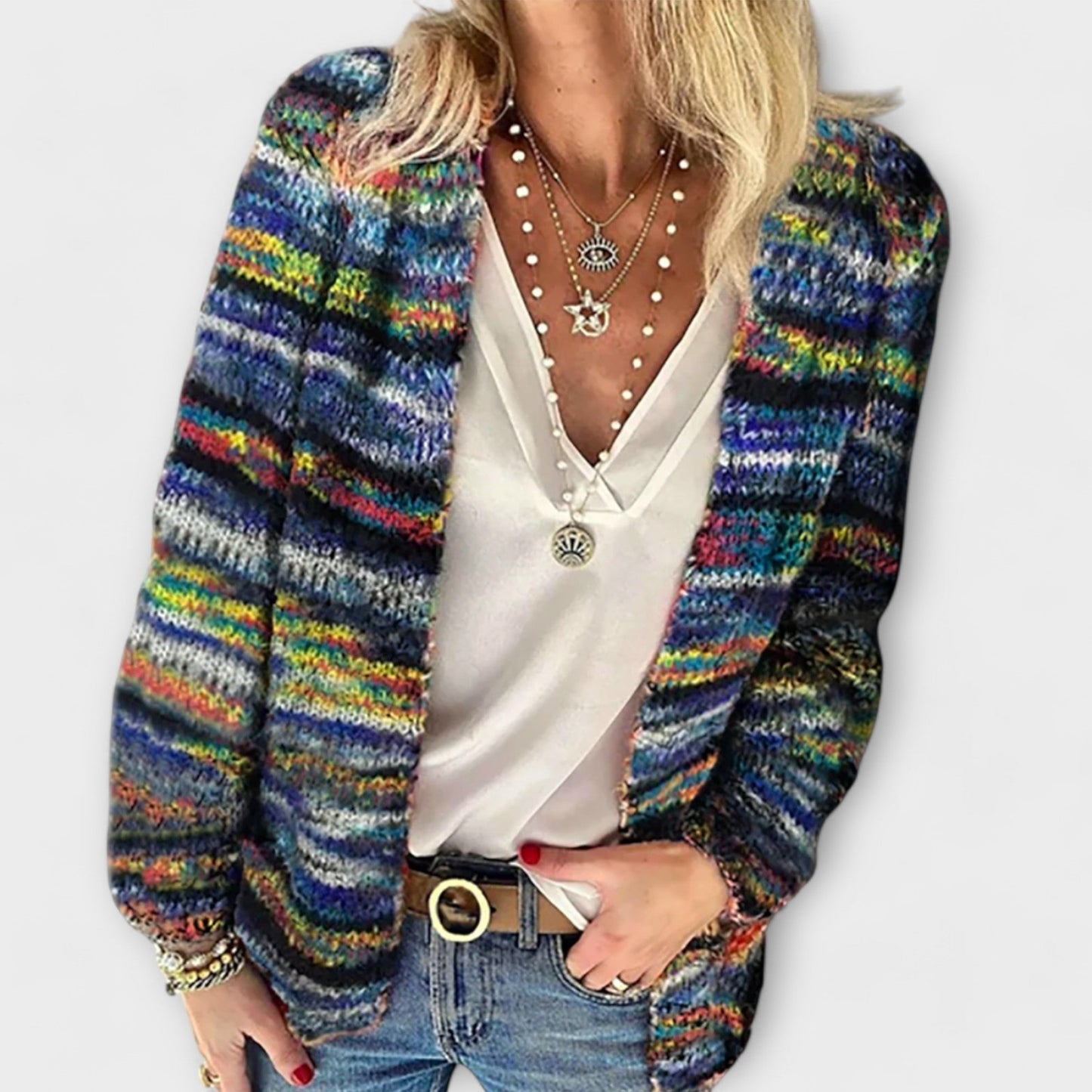Effortless Space Dye Knit Cardigan for Women with Open Front Long Sleeve Relaxed Oversized Style