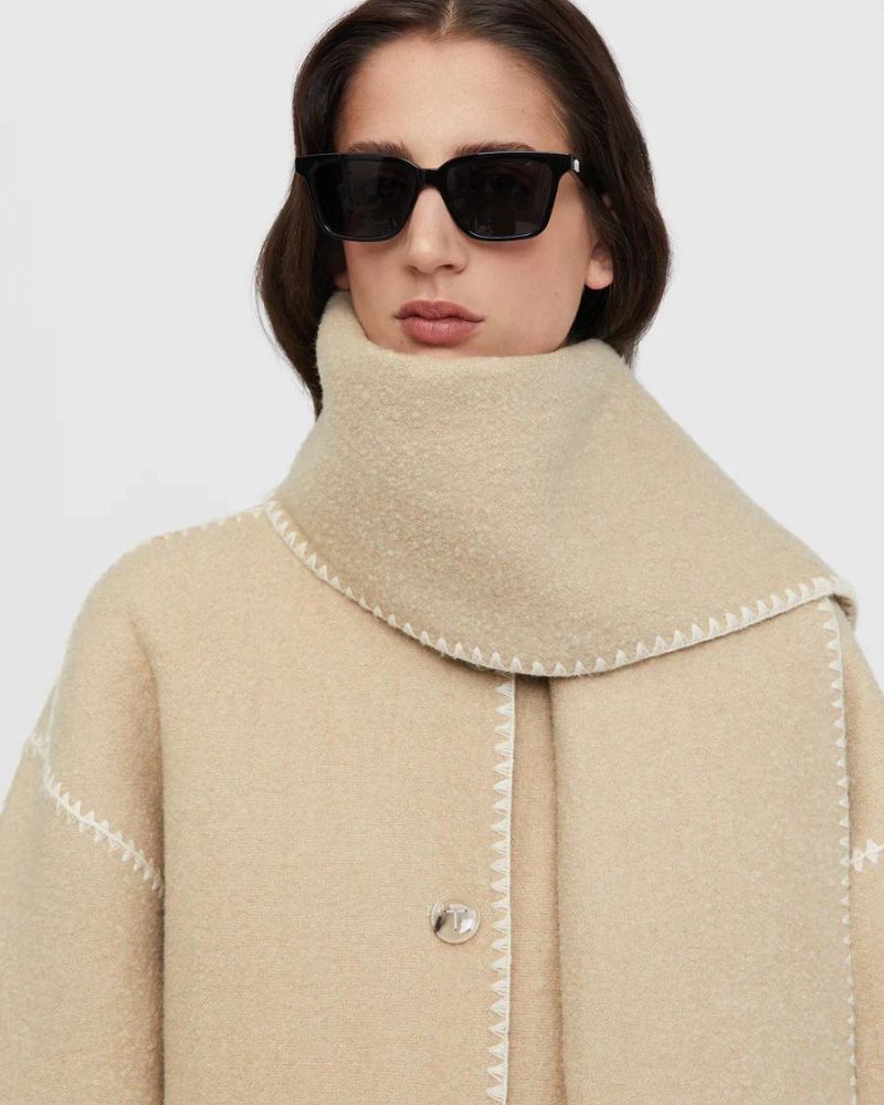 Elegant Fringe Trim Wool Cape Jacket for Women with High Collar Long Sleeve Oversized Style