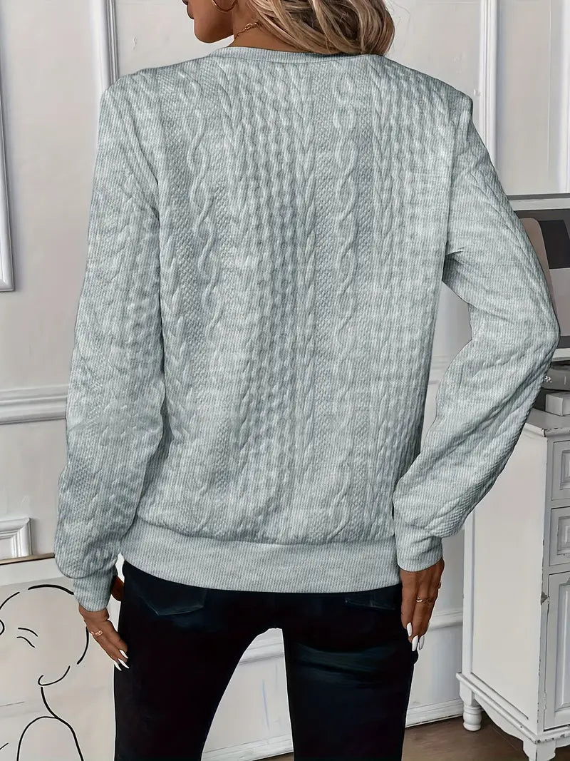 Comfortable Cable Knit Sweater for Women with Zip Collar Long Sleeve Kangaroo Pocket Relaxed Style