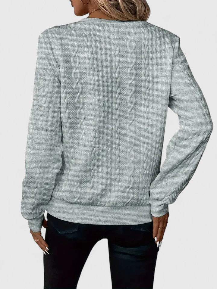 Comfortable Cable Knit Pullover Sweater for Women with Zip Neck Long Sleeve Relaxed Oversized Casual Style