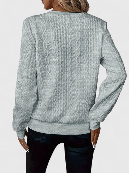 Comfortable Cable Knit Pullover Sweater for Women with Zip Neck Long Sleeve Relaxed Oversized Casual Style