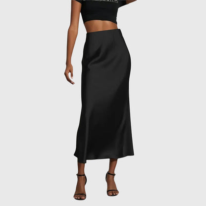 Elegant Maxi Skirt for Women with High Waist Satin Bias Cut Slip Fitted Casual Going Out Style