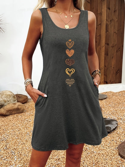 Effortless Textured Mini Dress for Women with Round Neck Sleeveless Relaxed Flowing Tank Style