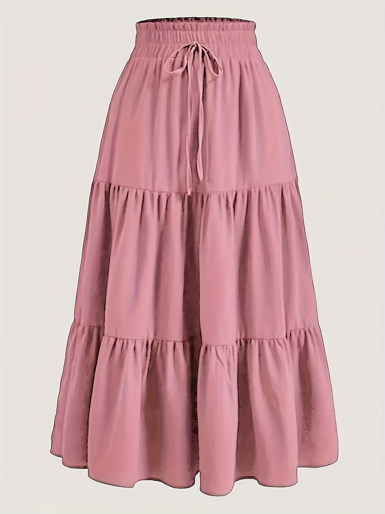 Effortless Tiered Maxi Skirt for Women with Paperbag Waist Drawstring Tie Flowing Boho Style