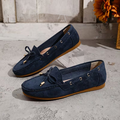Comfortable Loafers for Women with Bow Detail Studded Trim Slip On Flat Style