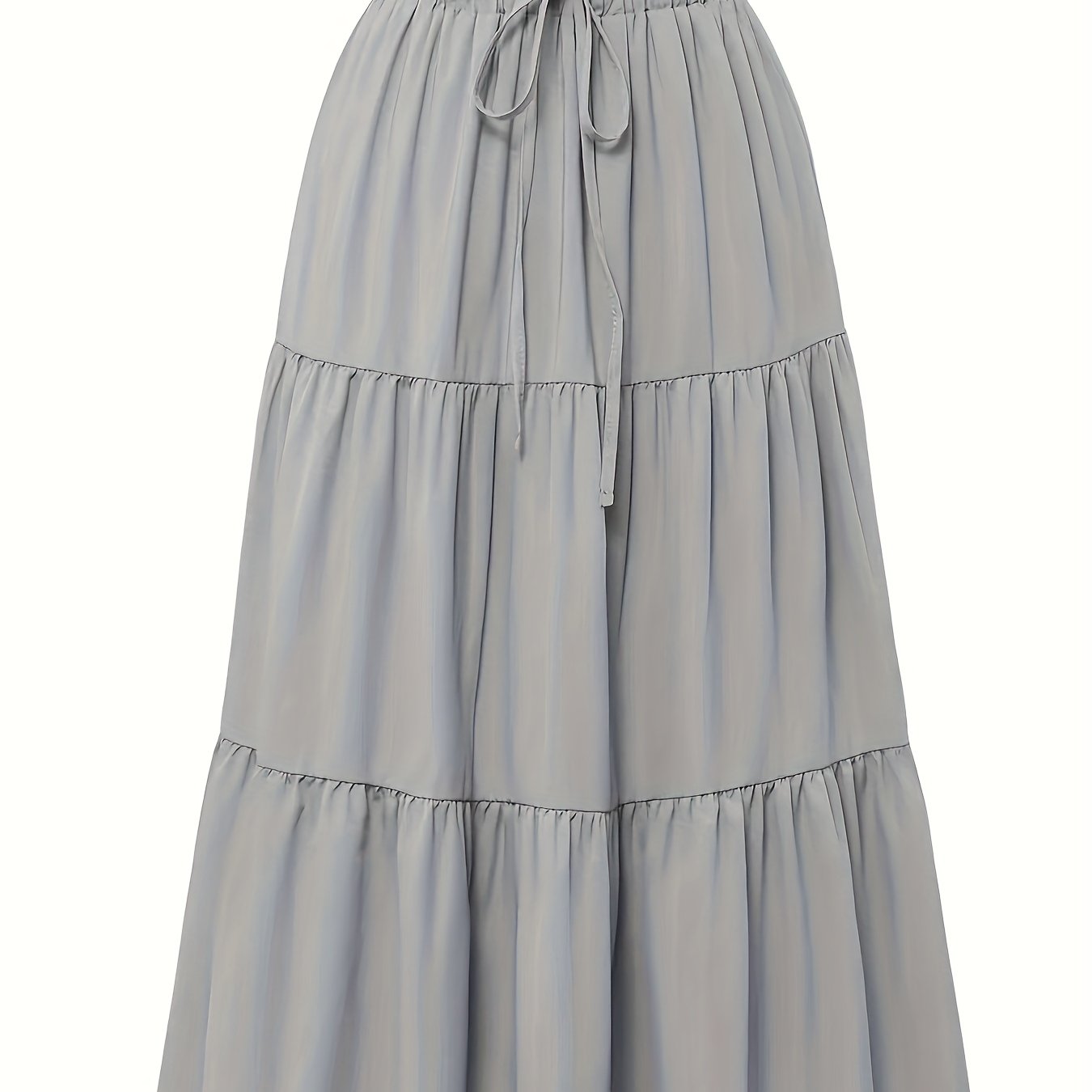 Effortless Tiered Maxi Skirt for Women with Paperbag Waist Drawstring Tie Flowing Boho Style