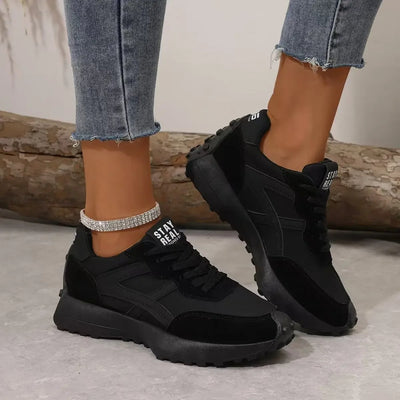 Comfortable Trainers for Women with Chunky Platform Sole Lace Up Retro Running Shoe Style