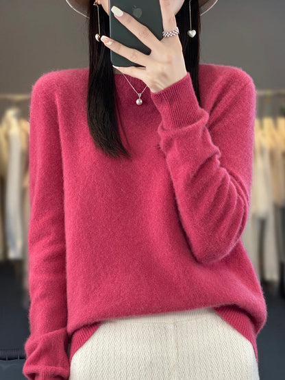 Comfortable Knit Sweater for Women with Round Neck Long Sleeve Relaxed Oversized Style