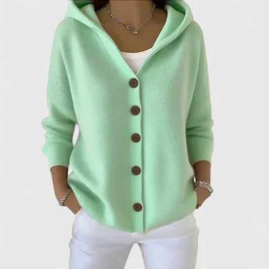Comfortable Cardigan Sweater for Women with Hooded Button Front Long Sleeve Relaxed Oversized Style
