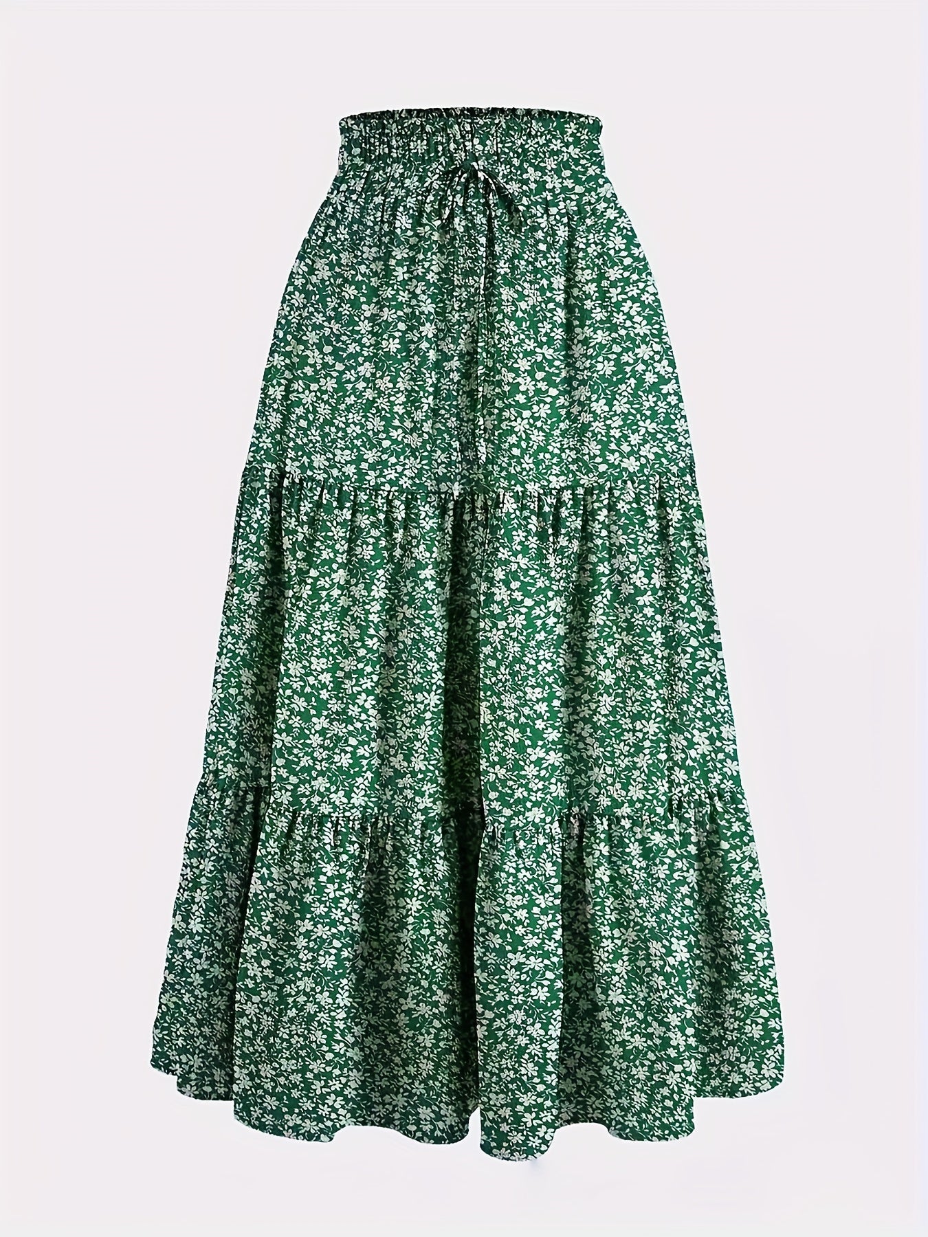 Effortless Tiered Maxi Skirt for Women with Paperbag Waist Drawstring Tie Flowing Boho Style