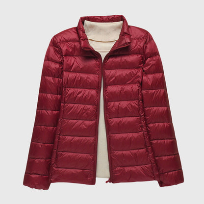Effortless Quilted Puffer Jacket for Women with Hooded Long Sleeve Zip Front Lightweight Style
