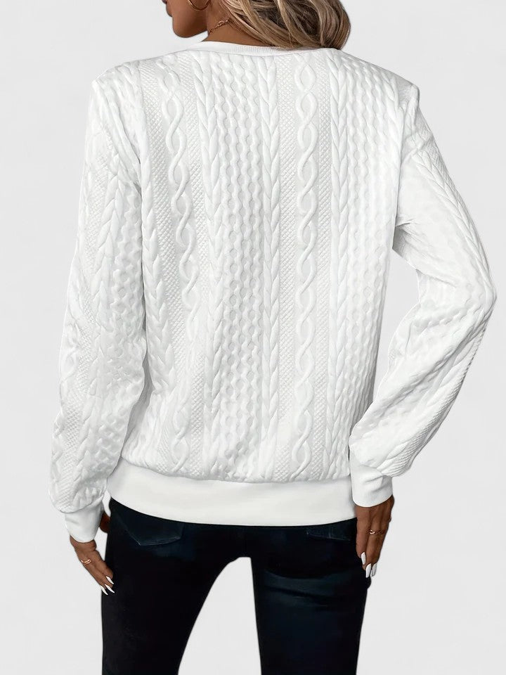 Comfortable Cable Knit Pullover Sweater for Women with Zip Neck Long Sleeve Relaxed Oversized Casual Style