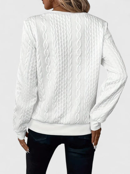 Comfortable Cable Knit Pullover Sweater for Women with Zip Neck Long Sleeve Relaxed Oversized Casual Style