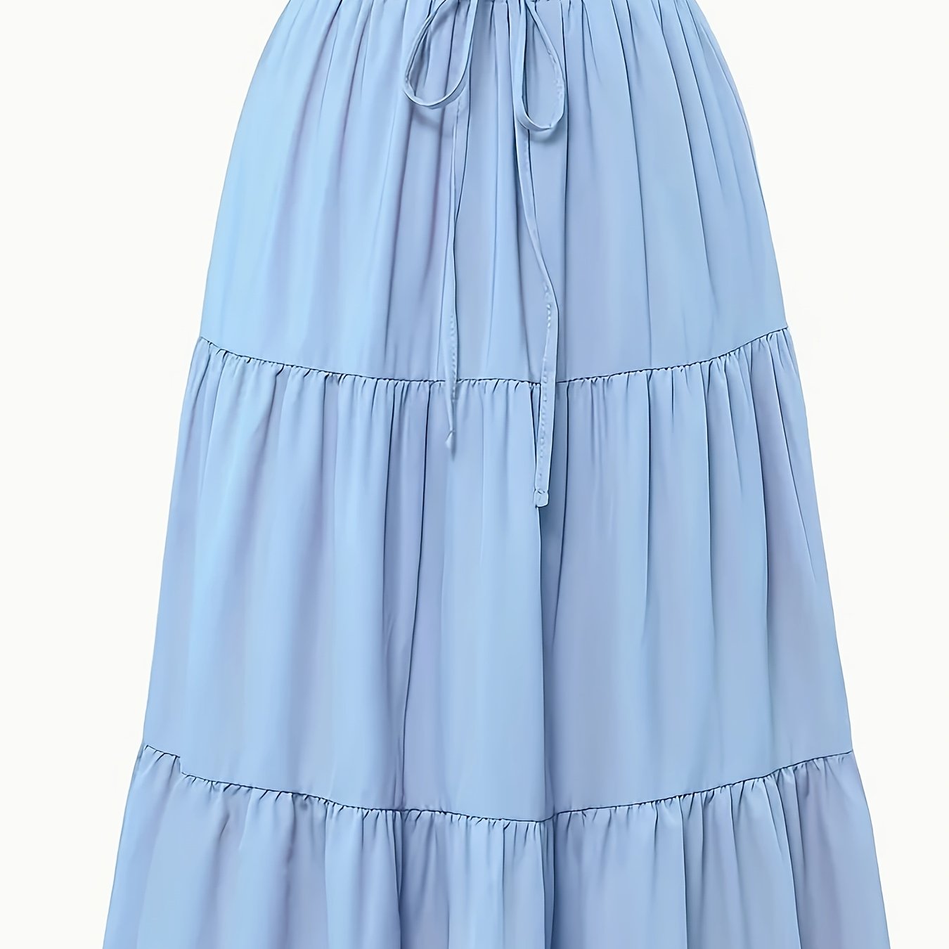 Effortless Tiered Maxi Skirt for Women with Paperbag Waist Drawstring Tie Flowing Boho Style