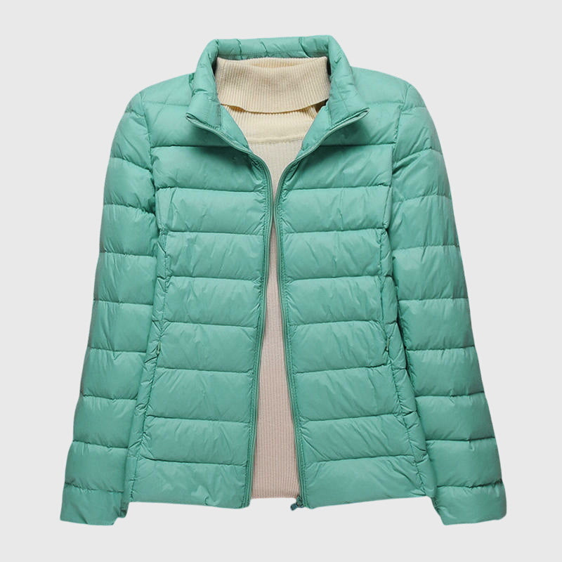 Effortless Quilted Puffer Jacket for Women with Hooded Long Sleeve Zip Front Lightweight Style