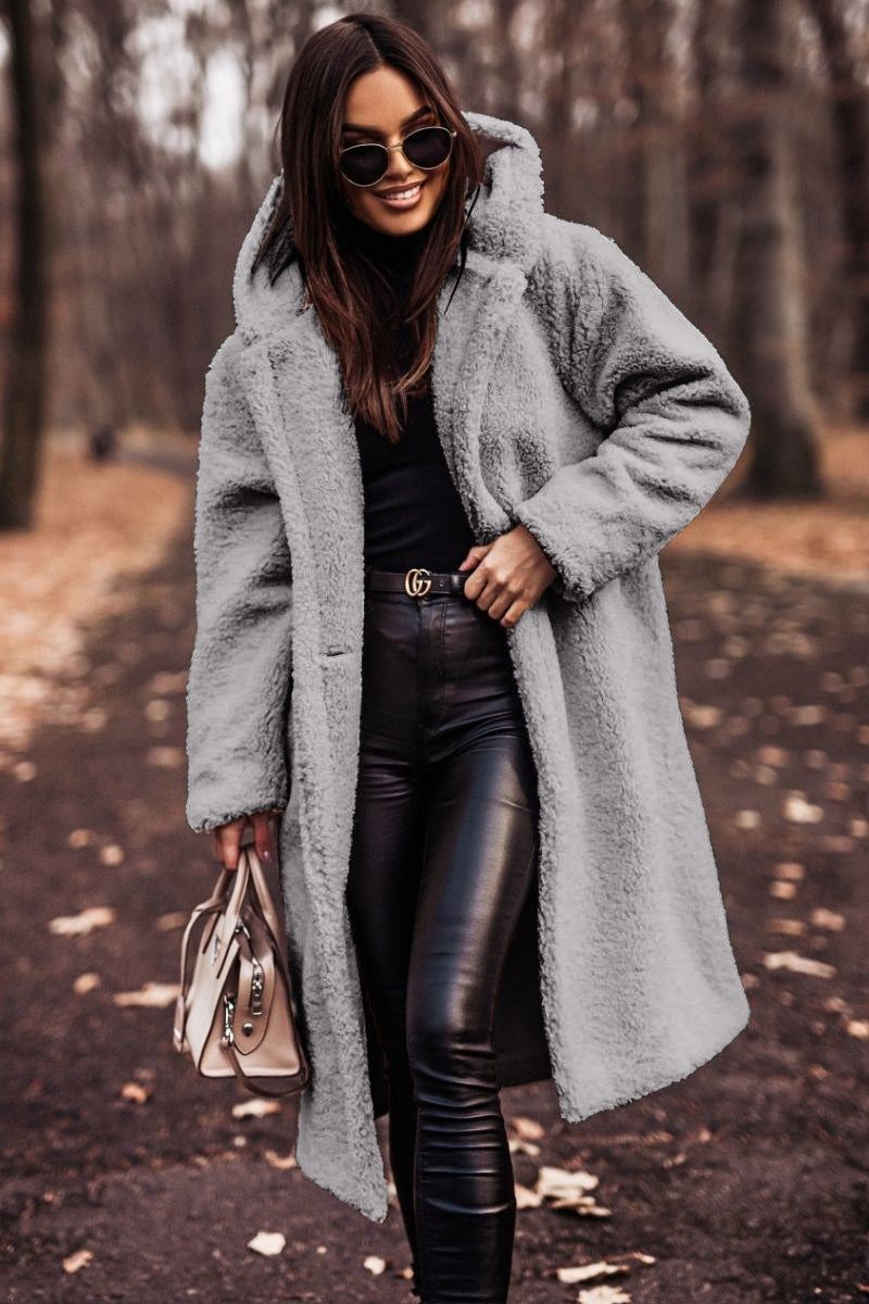 Comfortable Sherpa Coat for Women with Hooded Long Sleeve Oversized Longline Style
