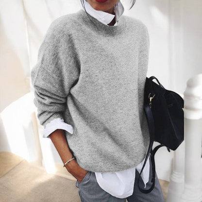 Comfortable Knit Sweater for Women with Mock Neck Long Sleeve Relaxed Oversized Style