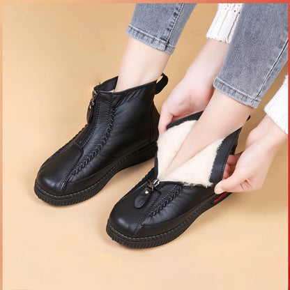 Comfortable Winter Shoes for Women with Fleece Lining Side Zip Ankle Boot Style