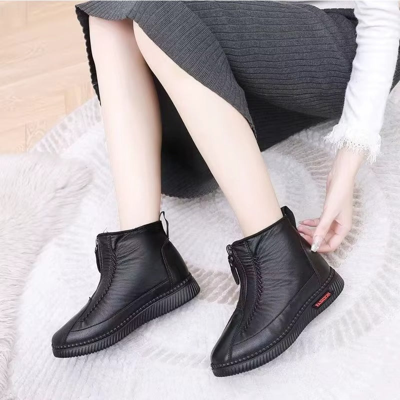 Comfortable Winter Shoes for Women with Fleece Lining Side Zip Ankle Boot Style