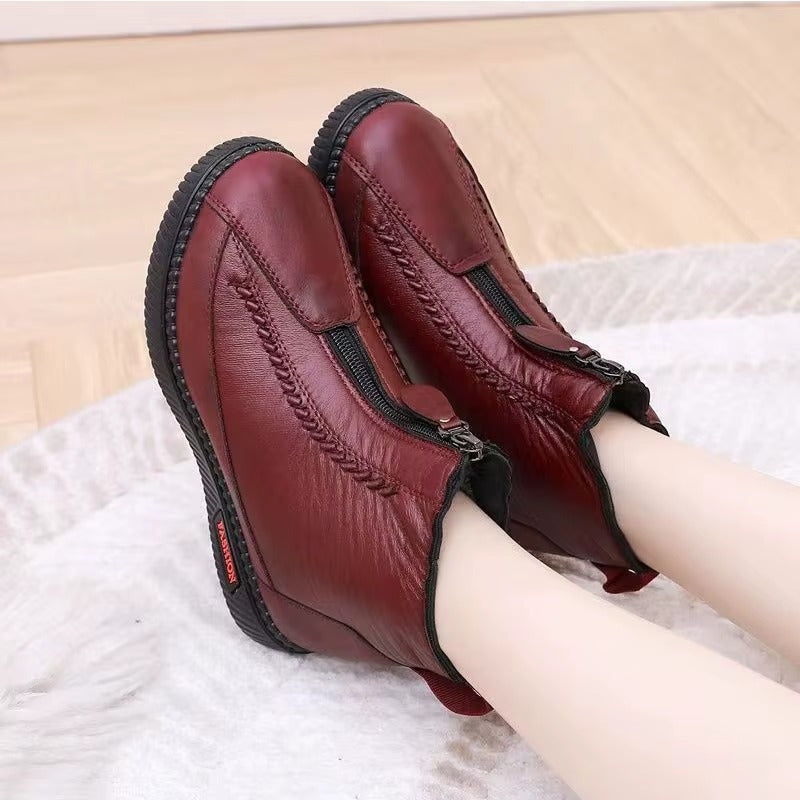 Comfortable Winter Shoes for Women with Fleece Lining Side Zip Ankle Boot Style