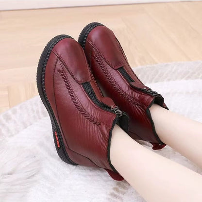Comfortable Winter Shoes for Women with Fleece Lining Side Zip Ankle Boot Style