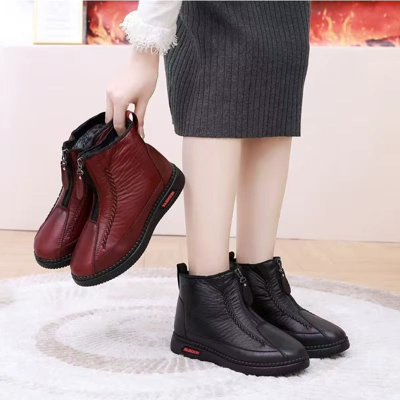 Comfortable Winter Shoes for Women with Fleece Lining Side Zip Ankle Boot Style