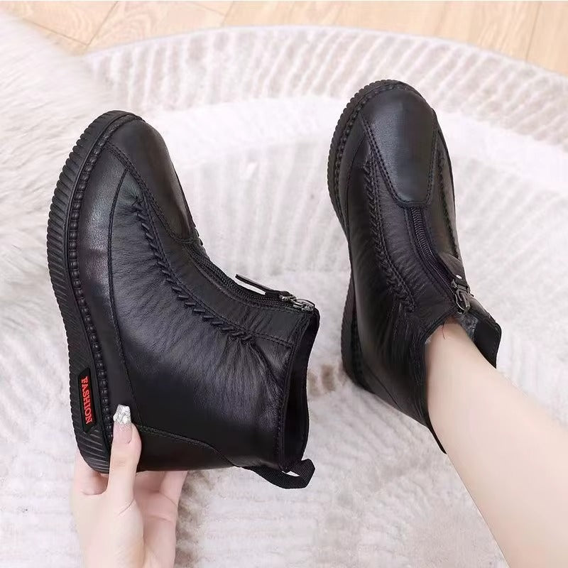 Comfortable Winter Shoes for Women with Fleece Lining Side Zip Ankle Boot Style