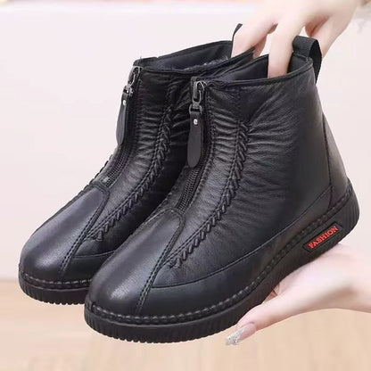 Comfortable Winter Shoes for Women with Fleece Lining Side Zip Ankle Boot Style