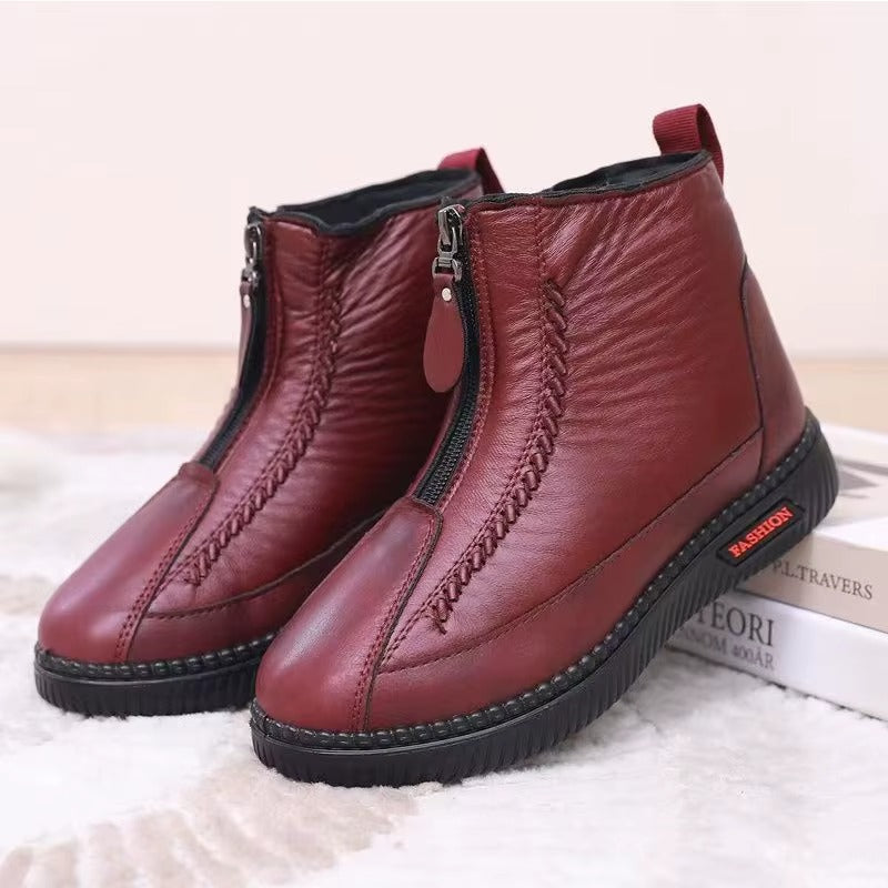Comfortable Winter Shoes for Women with Fleece Lining Side Zip Ankle Boot Style