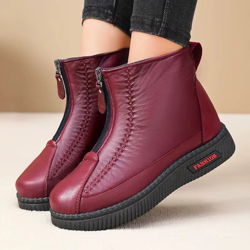 Comfortable Winter Shoes for Women with Fleece Lining Side Zip Ankle Boot Style