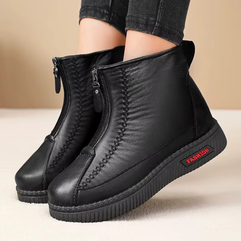 Comfortable Winter Shoes for Women with Fleece Lining Side Zip Ankle Boot Style