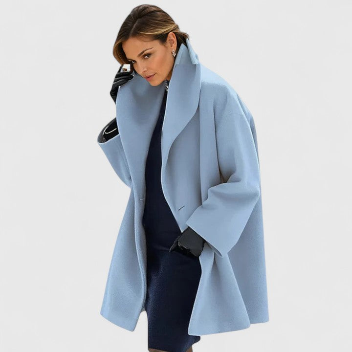 Elegant Wool Coat for Women with Shawl Collar Long Sleeve Oversized Relaxed Style